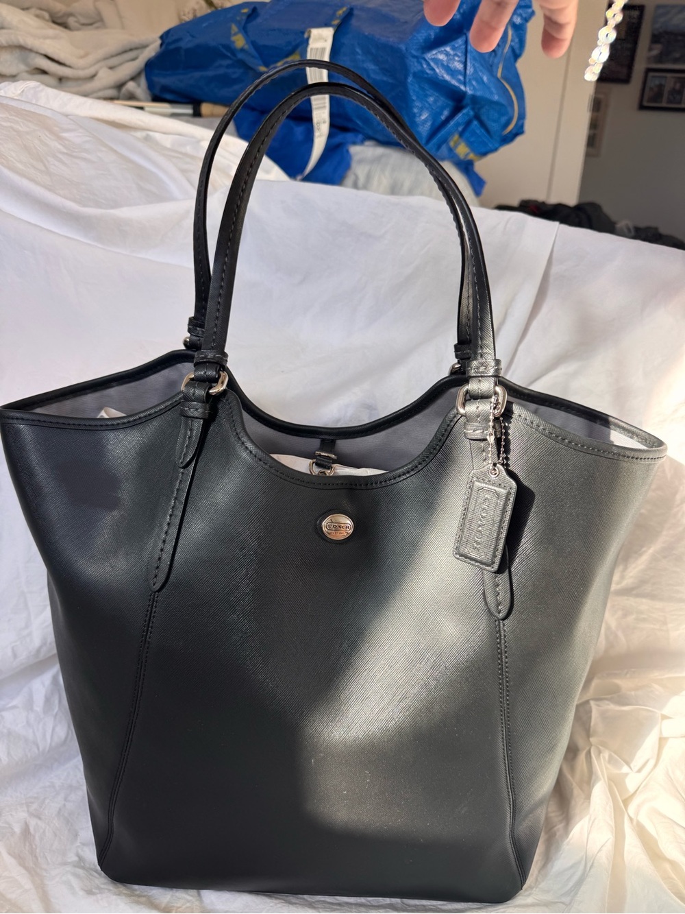 Coach Peyton Saffiano Leather Tote Bag in Black - Picture 2 of 11
